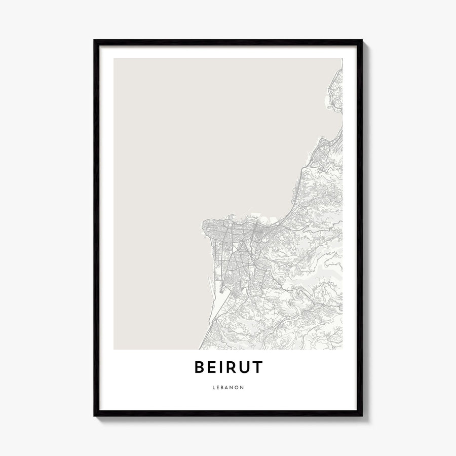 Beirut Map Poster, framed poster mockup