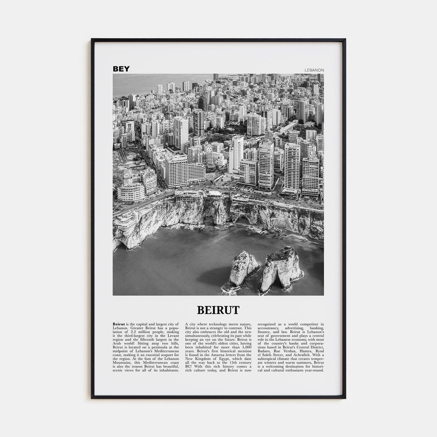 Beirut No 1 Poster None / 8x12 in Nbourhood Travel B&W Poster