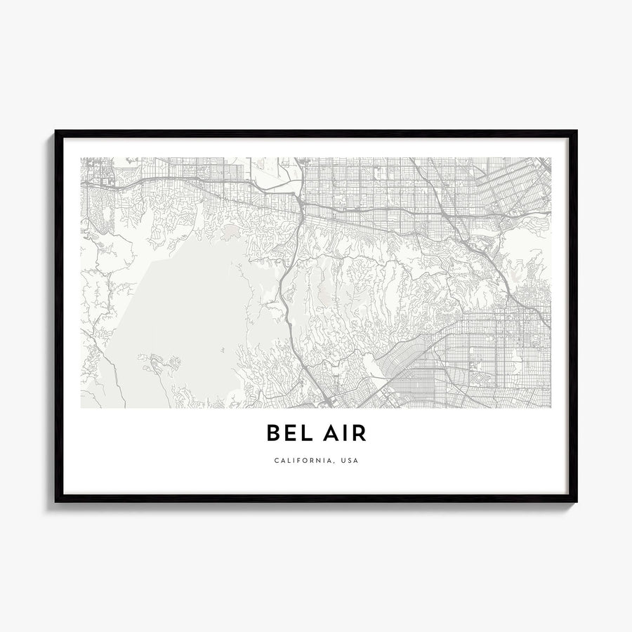 Bel Air Map Poster, framed poster mockup
