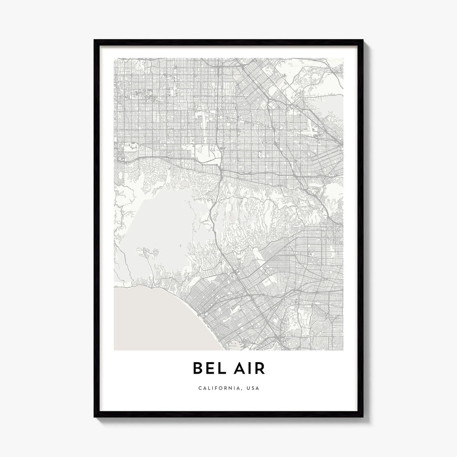 Bel Air Map Poster, framed poster mockup
