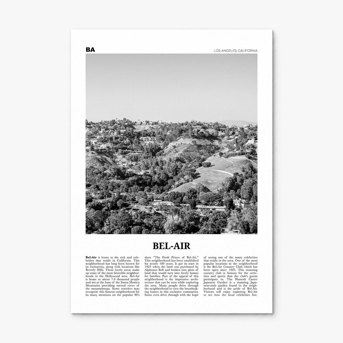Bel Air Newspaper Poster, print only (unframed)