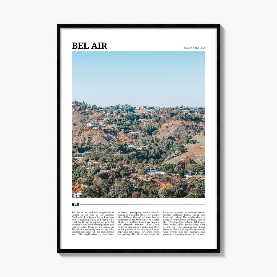 Bel Air Travel Poster, framed poster mockup