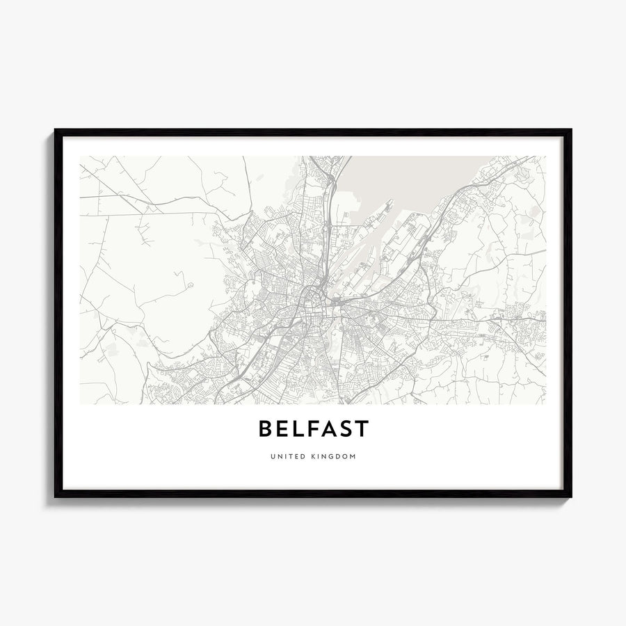 Belfast Map Poster, framed poster mockup