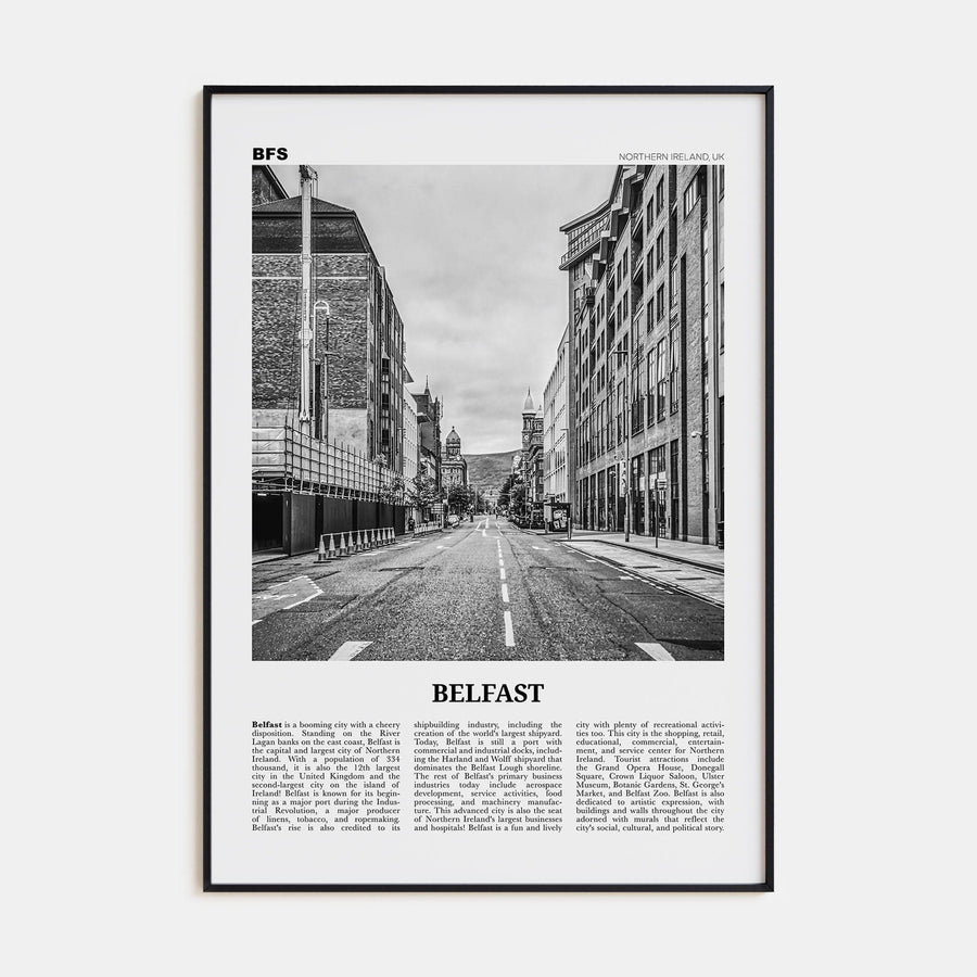 Belfast Poster None / 8x12 in Nbourhood Travel B&W Poster