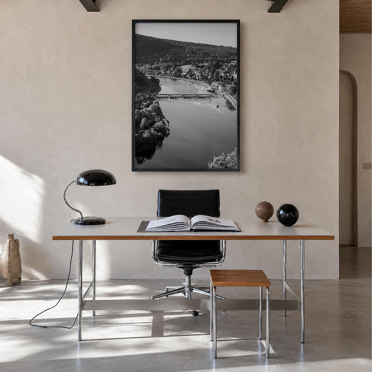 Belgium black & white photo poster of Europe – vertical wall art in black wood frame, hanging on wall