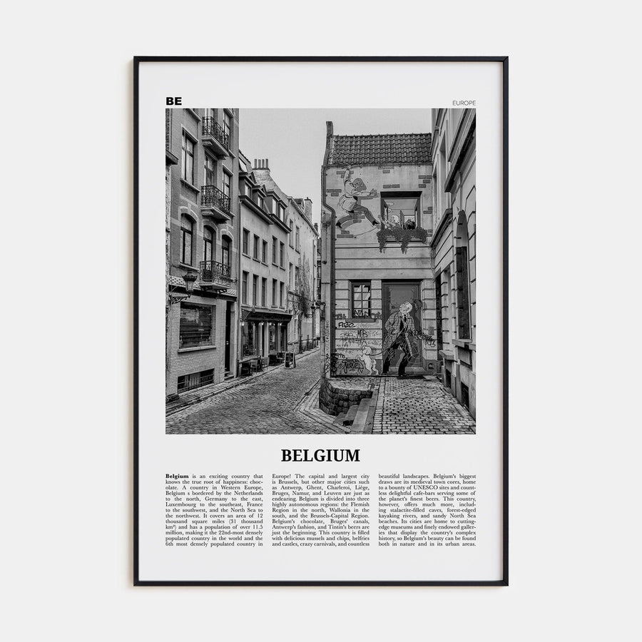 Belgium No 2 Poster None / 8x12 in Nbourhood Travel B&W Poster