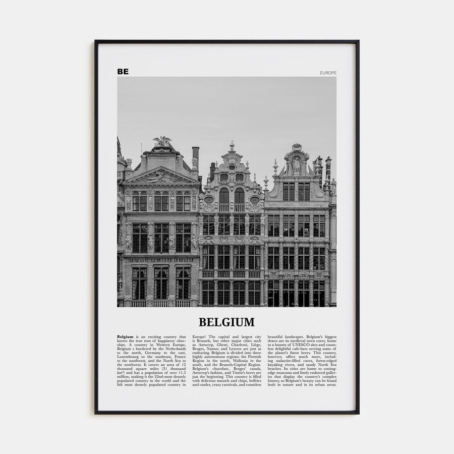 Belgium No 3 Poster None / 8x12 in Nbourhood Travel B&W Poster