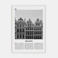 Belgium No 3 Poster White Wood / 8x12 in Nbourhood Travel B&W Poster