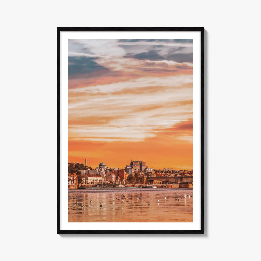 Belgrade colorful photo poster of Serbia – vertical wall art, unframed print shown in interior mockup