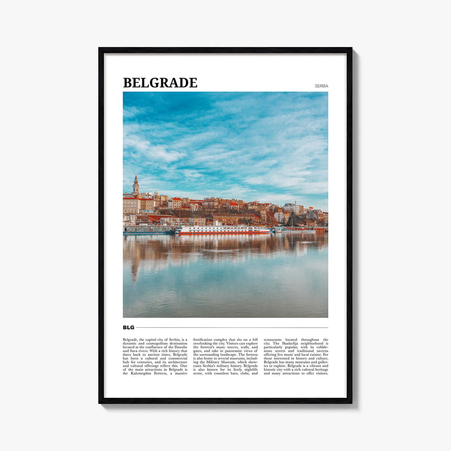 Belgrade colorful travel poster of Serbia – vertical wall art, unframed print shown in interior mockup
