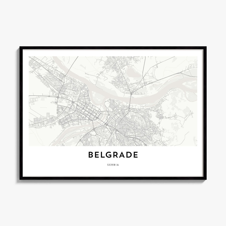 Belgrade Map Poster, framed poster mockup
