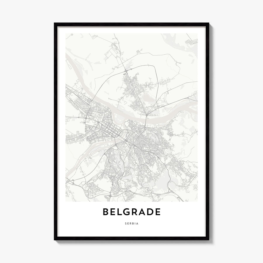 Belgrade Map Poster, framed poster mockup
