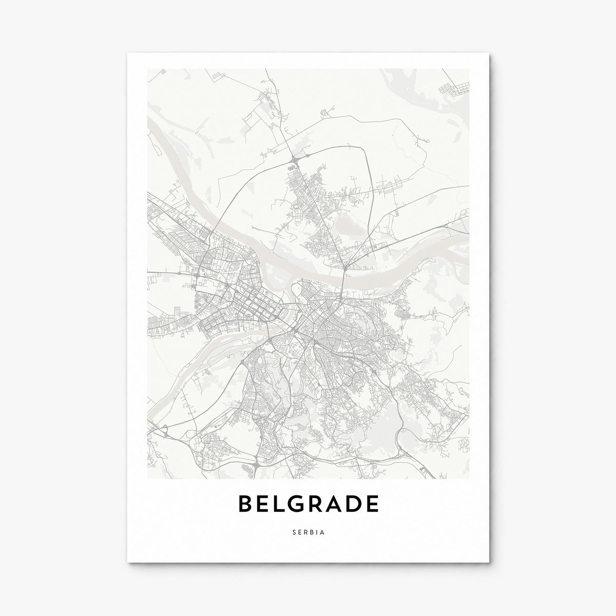 Belgrade Map Poster, print only (unframed)