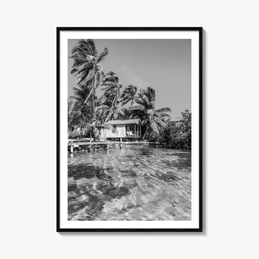 Belize black & white photo poster of Central America – vertical wall art, unframed print shown in interior mockup