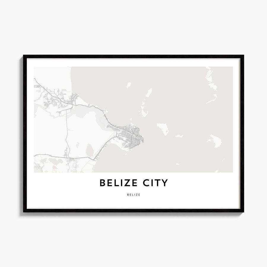 Belize City Map Poster, framed poster mockup