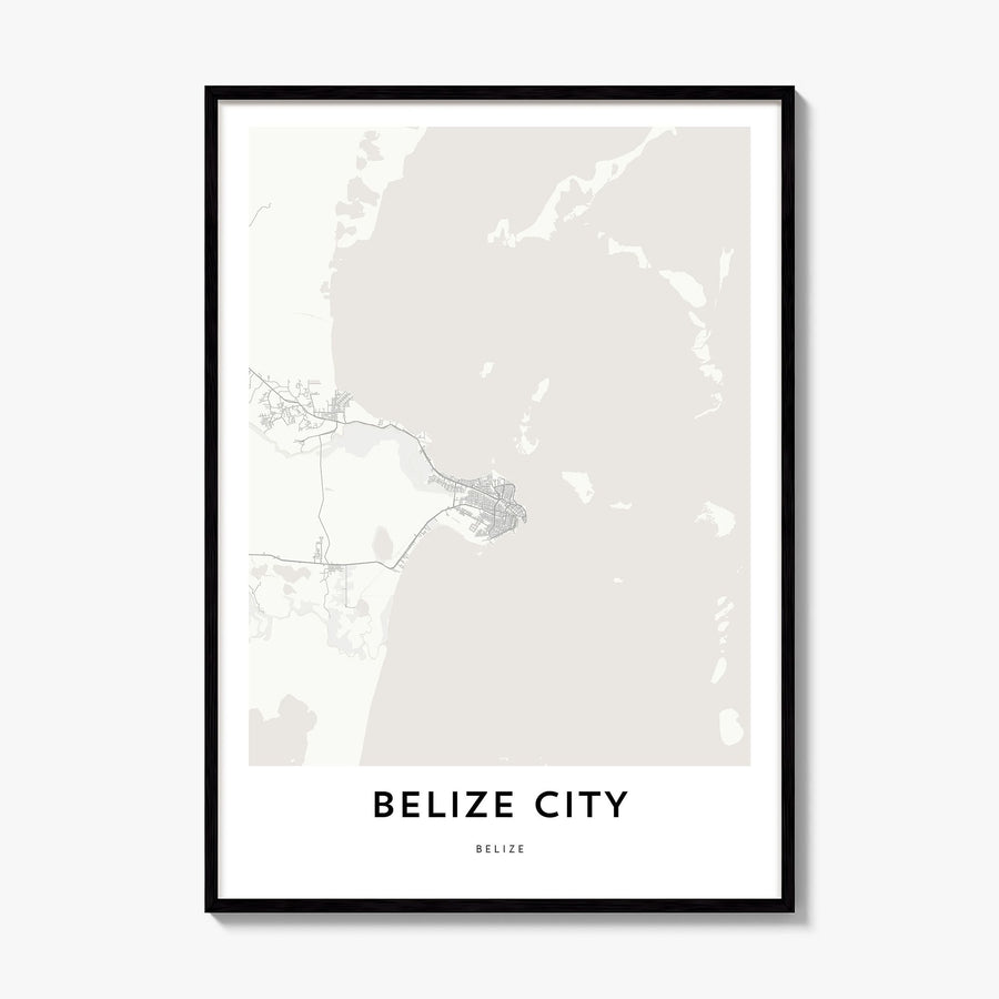 Belize City Map Poster, framed poster mockup