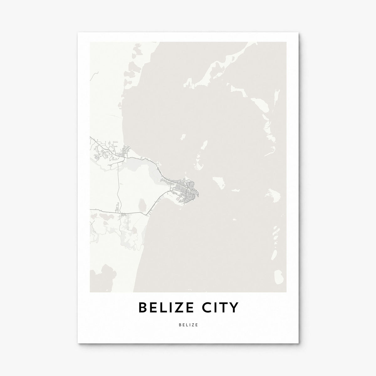 Belize City Map Poster, print only (unframed)