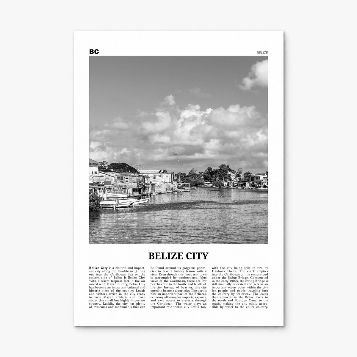 Belize City Newspaper Poster, print only (unframed)