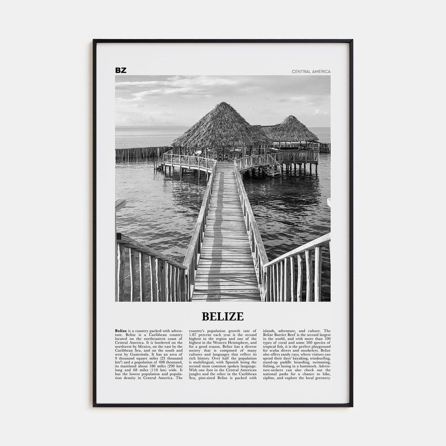 Belize Poster None / 8x12 in Nbourhood Travel B&W Poster