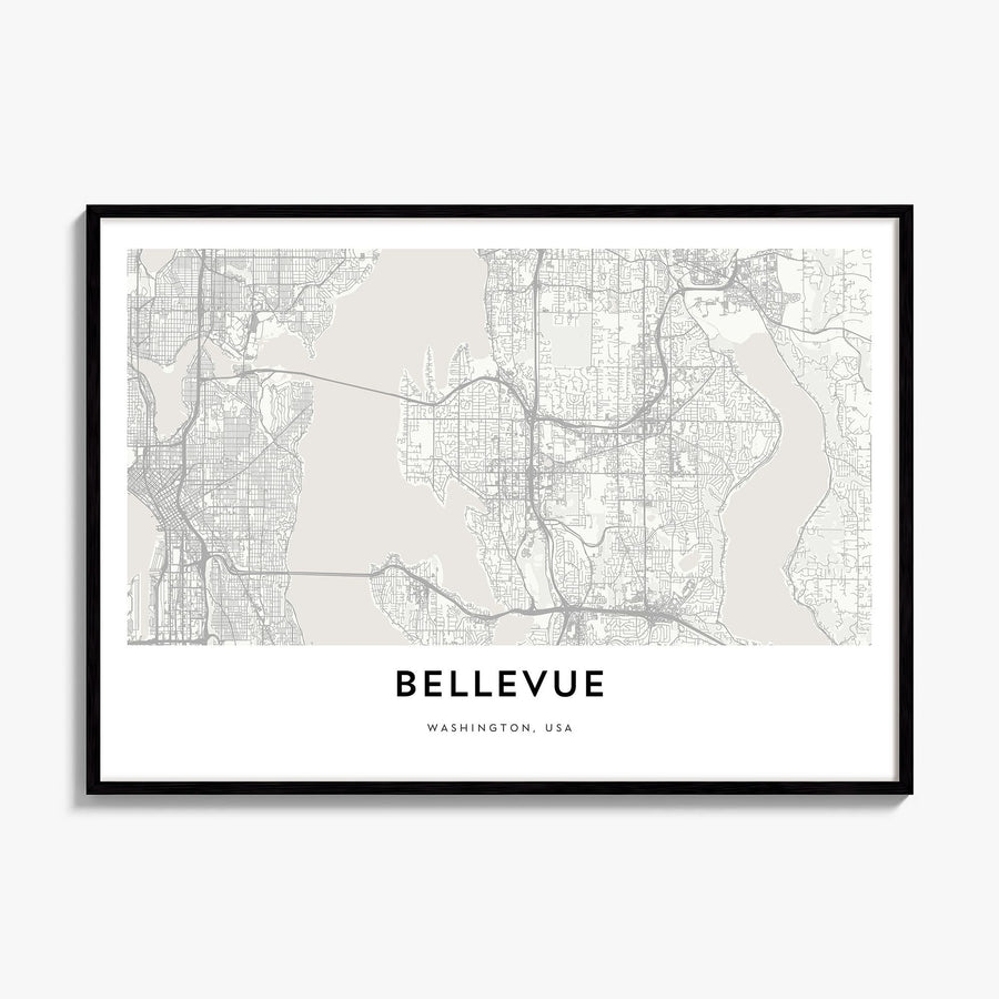 Bellevue Map Poster, framed poster mockup