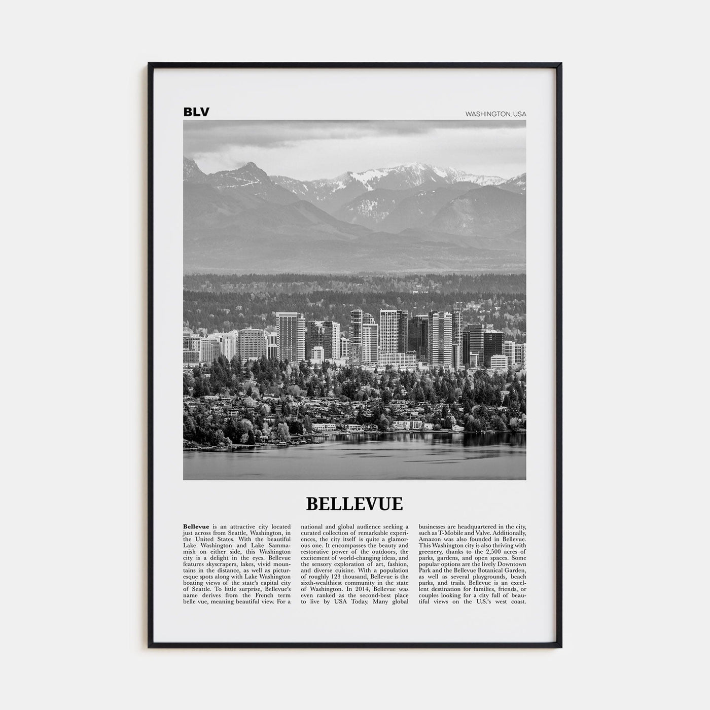 Bellevue No 1 Poster None / 8x12 in Nbourhood Travel B&W Poster