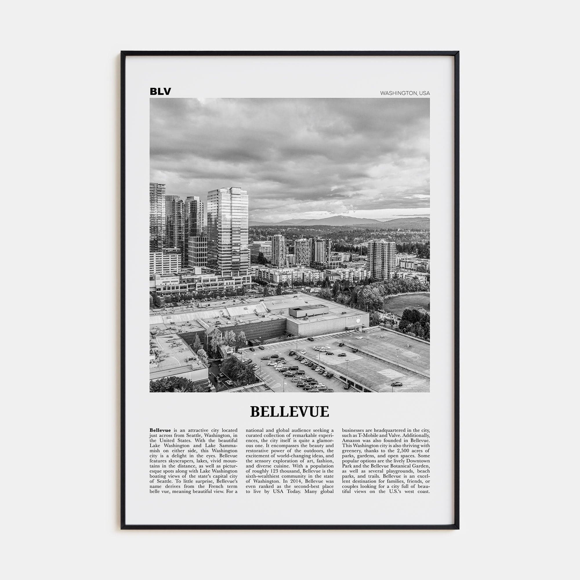 Bellevue No 2 Poster None / 8x12 in Nbourhood Travel B&W Poster