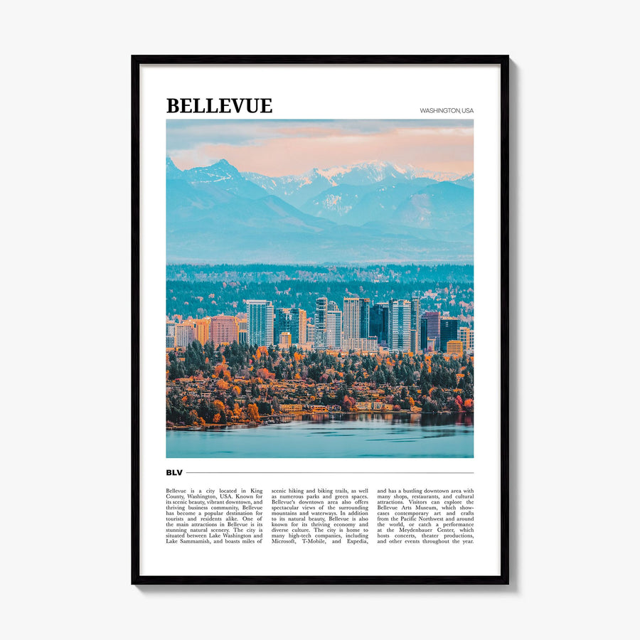 Bellevue Travel Poster, framed poster mockup