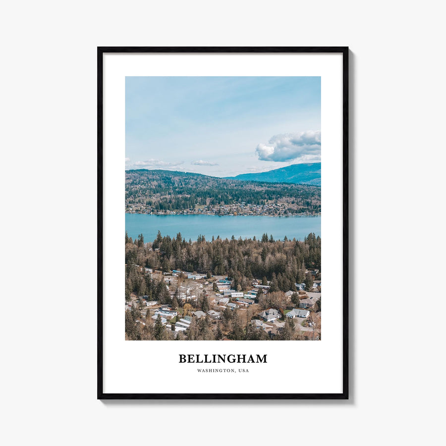 Bellingham colorful classic poster of Washington, USA – vertical wall art, unframed print shown in interior mockup