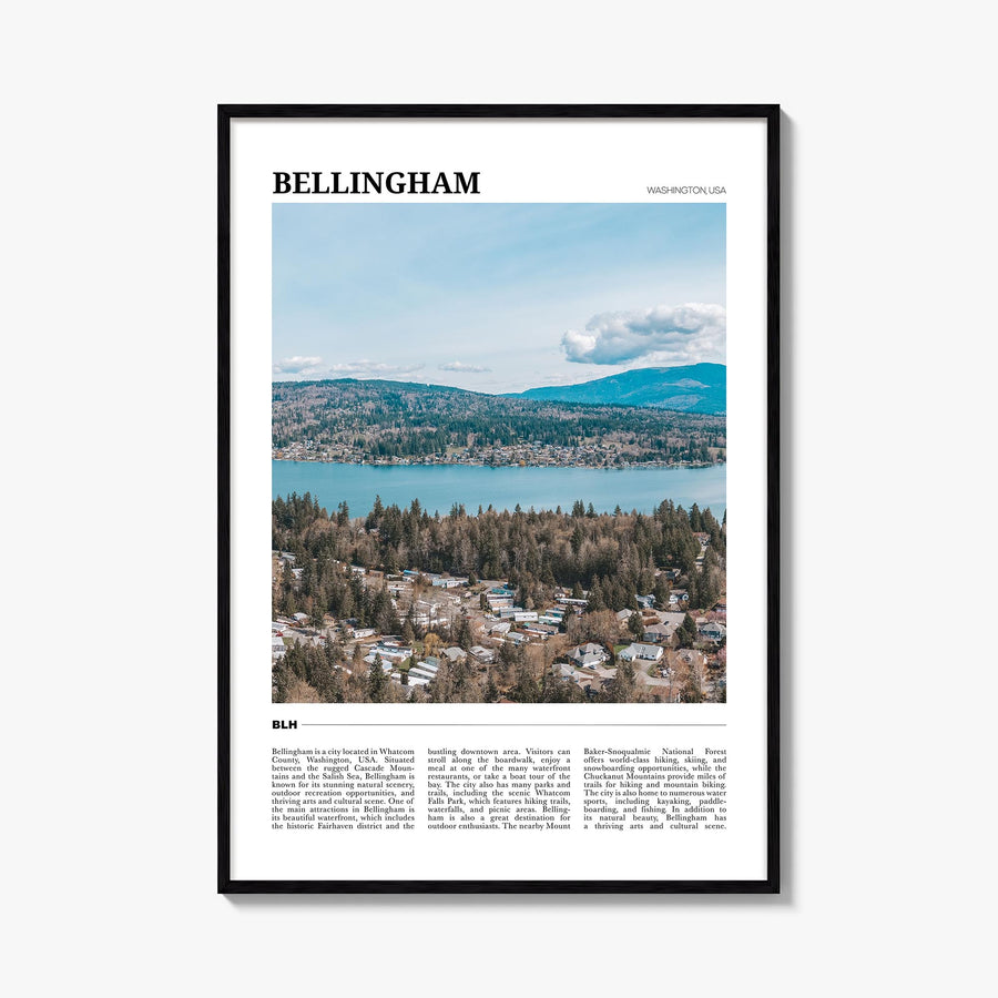 Bellingham colorful travel poster of Washington, USA – vertical wall art, unframed print shown in interior mockup
