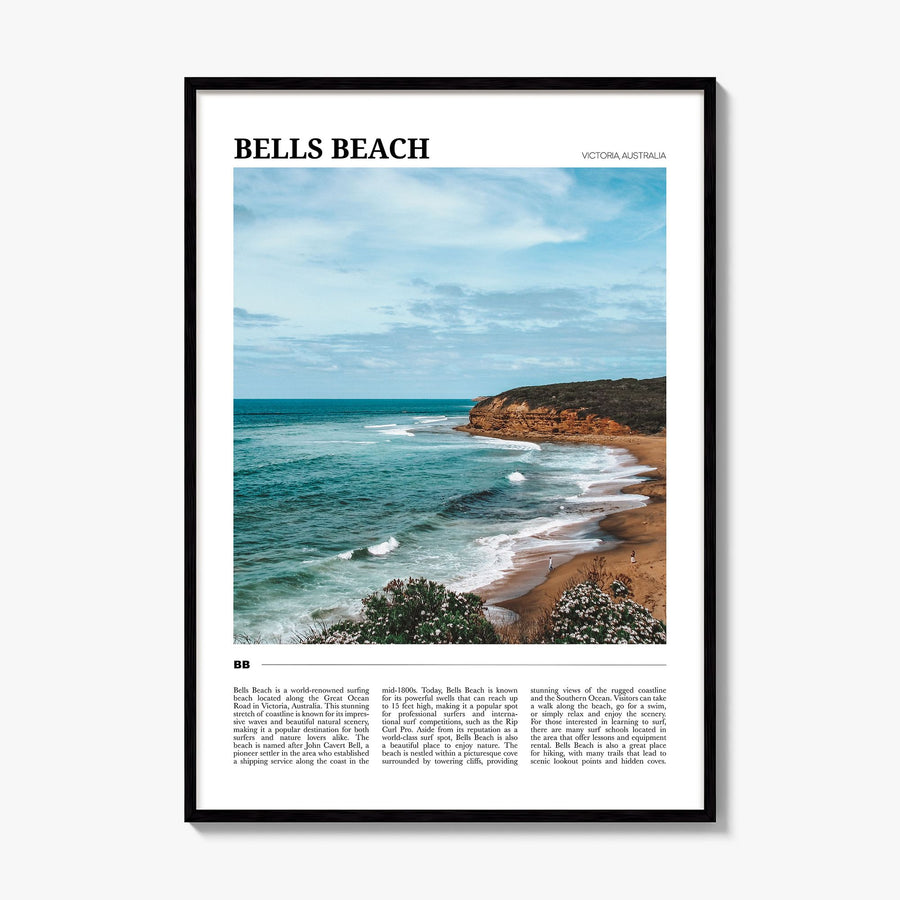 Bells Beach Travel Poster, framed poster mockup