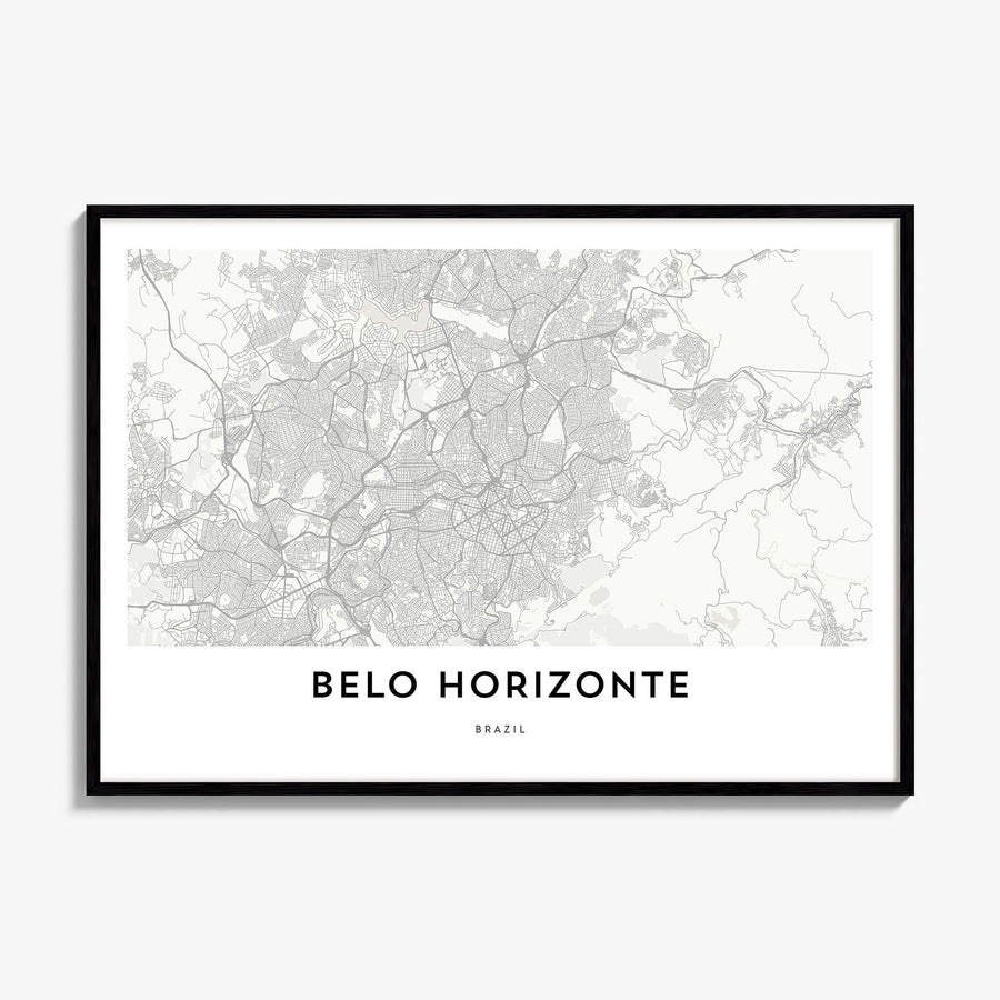 Belo Horizonte Map Poster, framed poster mockup
