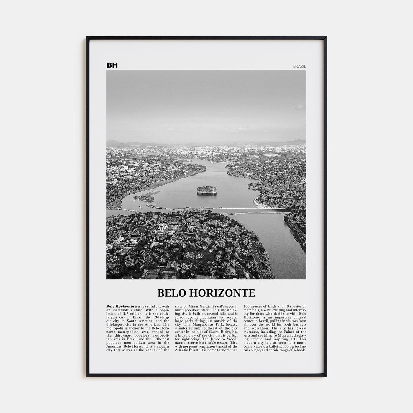 Belo Horizonte Poster None / 8x12 in Nbourhood Travel B&W Poster