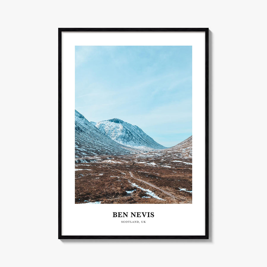 Ben Nevis colorful classic poster of United Kingdom – vertical wall art, unframed print shown in interior mockup