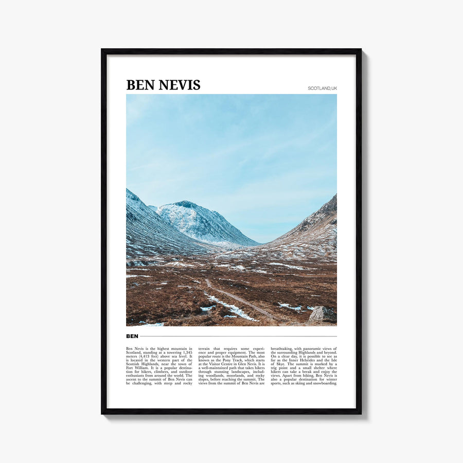 Ben Nevis colorful travel poster of United Kingdom – vertical wall art, unframed print shown in interior mockup