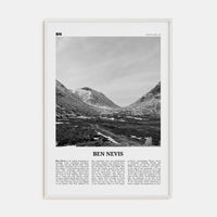 Ben Nevis Poster White Wood / 8x12 in Nbourhood Travel B&W Poster