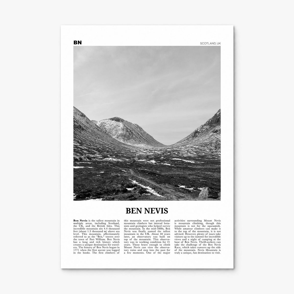 Ben Nevis Newspaper Poster, print only (unframed)