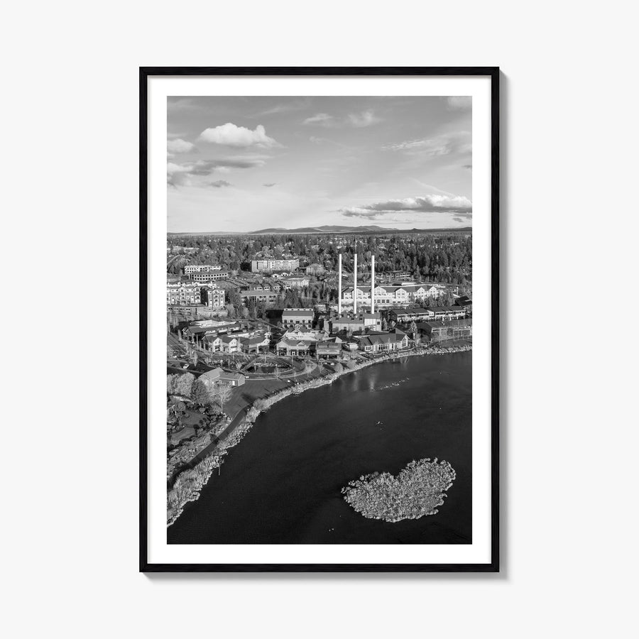Bend black & white photo poster of Oregon, USA – vertical wall art, unframed print shown in interior mockup