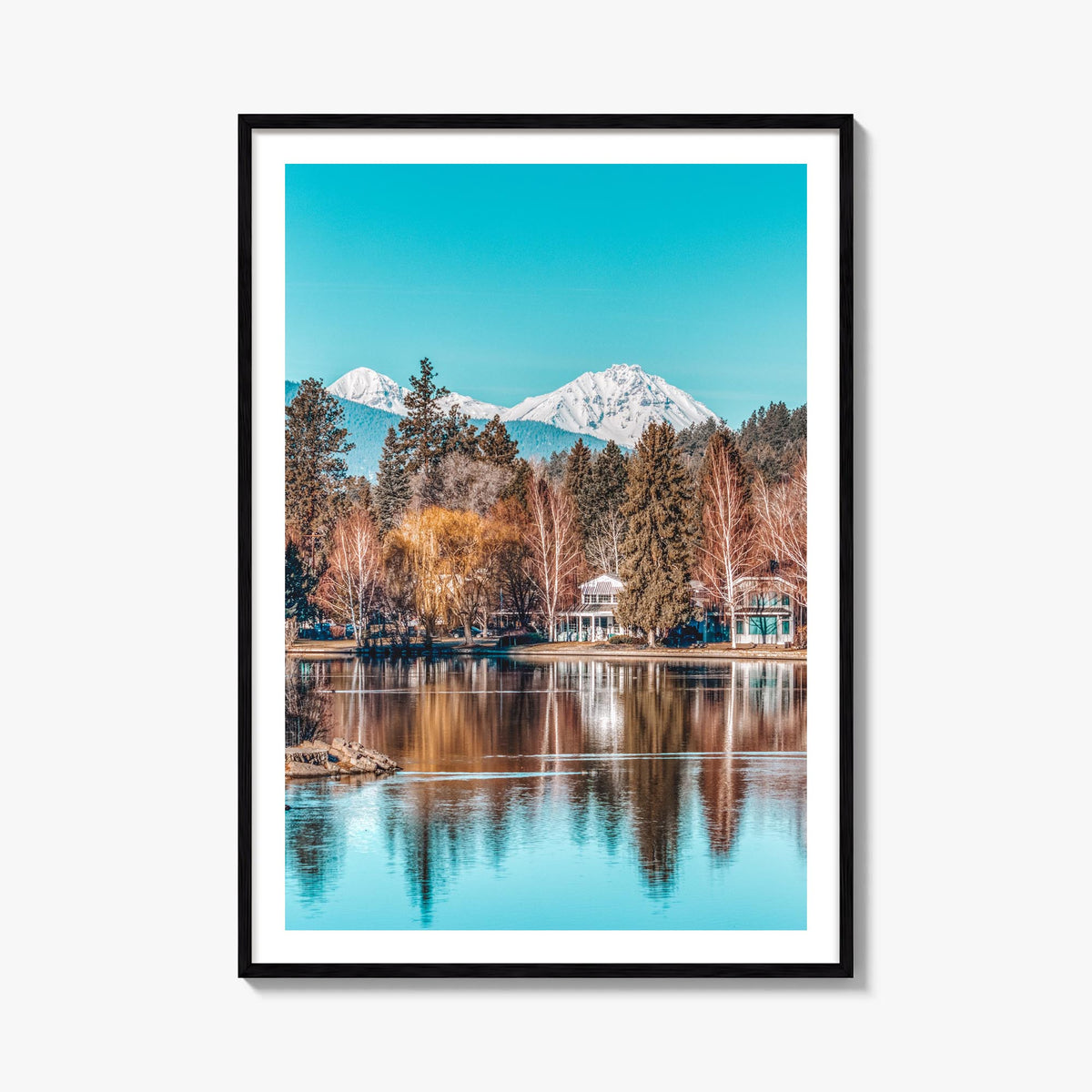 Bend colorful photo poster of Oregon, USA – vertical wall art, unframed print shown in interior mockup