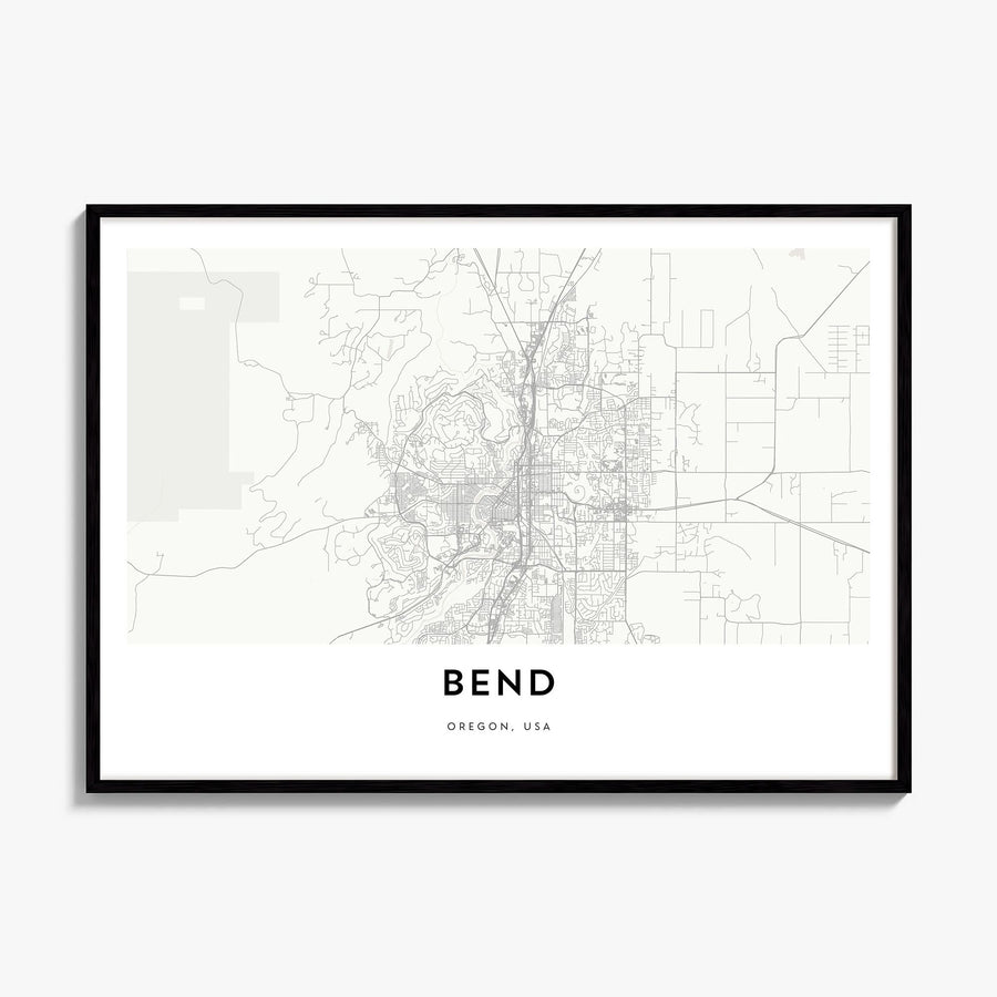 Bend Map Poster, framed poster mockup