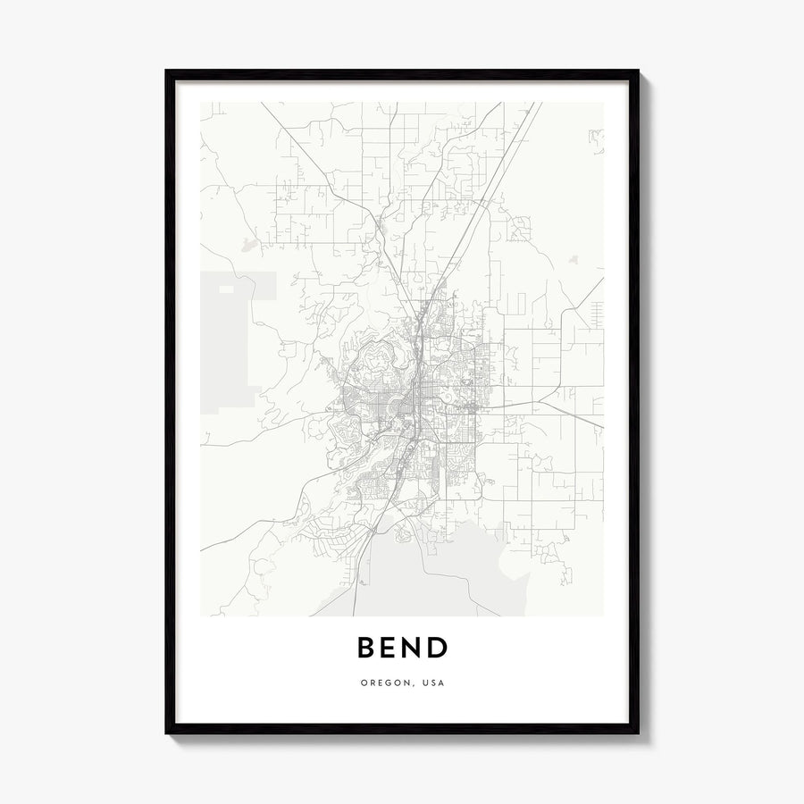 Bend Map Poster, framed poster mockup