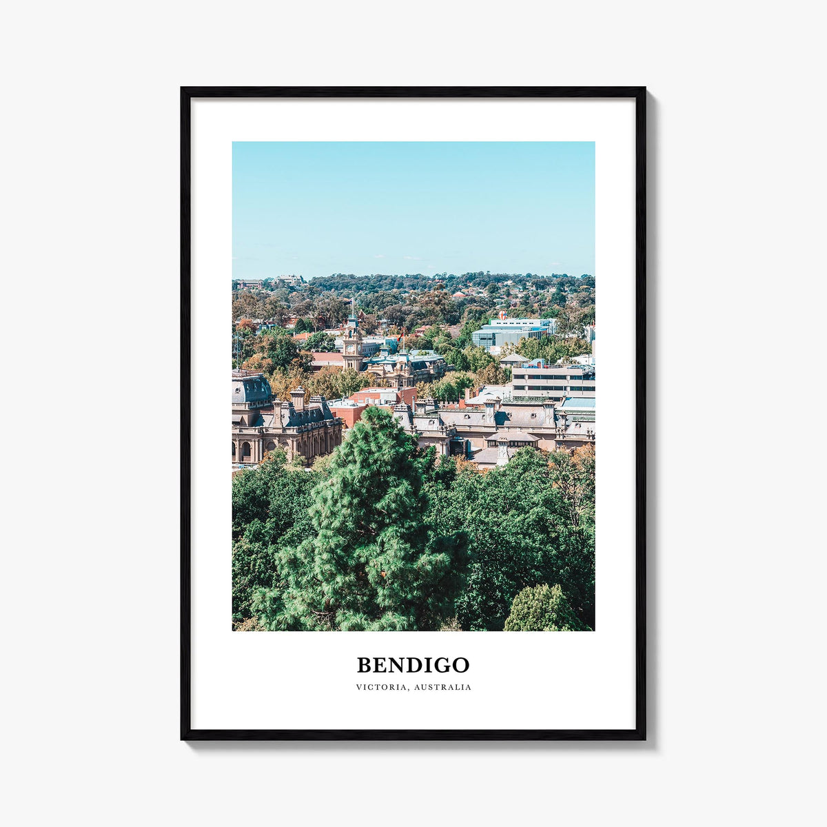 Bendigo colorful classic poster of Australia – vertical wall art, unframed print shown in interior mockup