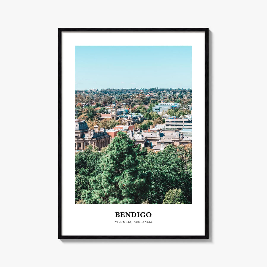 Bendigo colorful classic poster of Australia – vertical wall art, unframed print shown in interior mockup