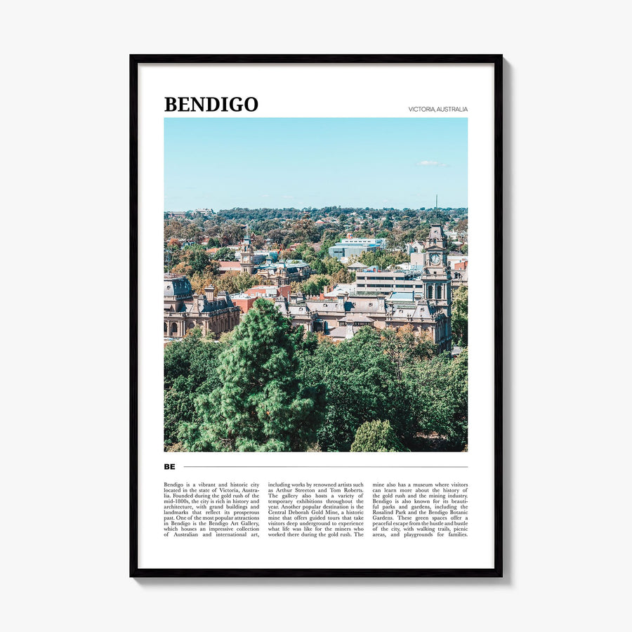 Bendigo Travel Poster, framed poster mockup