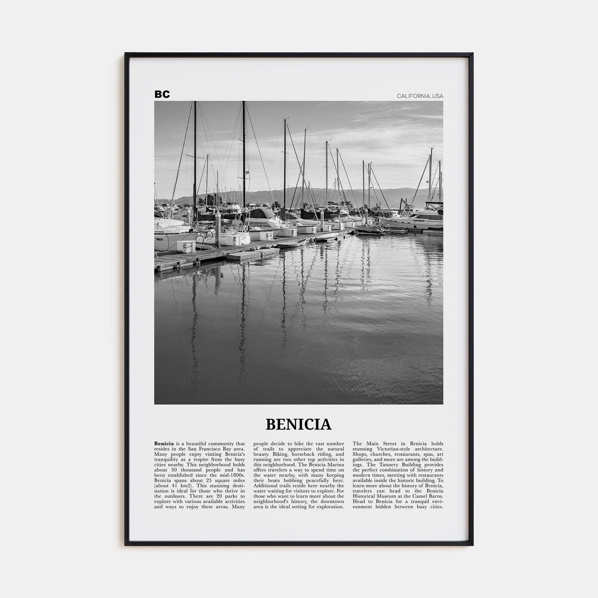 Benicia Poster None / 8x12 in Nbourhood Travel B&W Poster