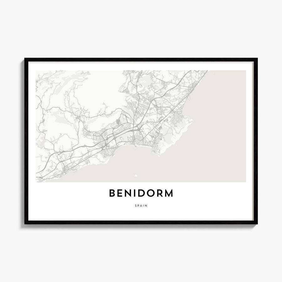 Benidorm Map Poster, framed poster mockup