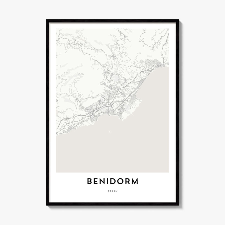 Benidorm Map Poster, framed poster mockup