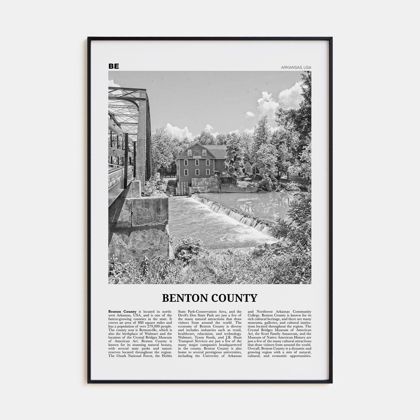 Benton County Poster None / 8x12 in Nbourhood Travel B&W Poster