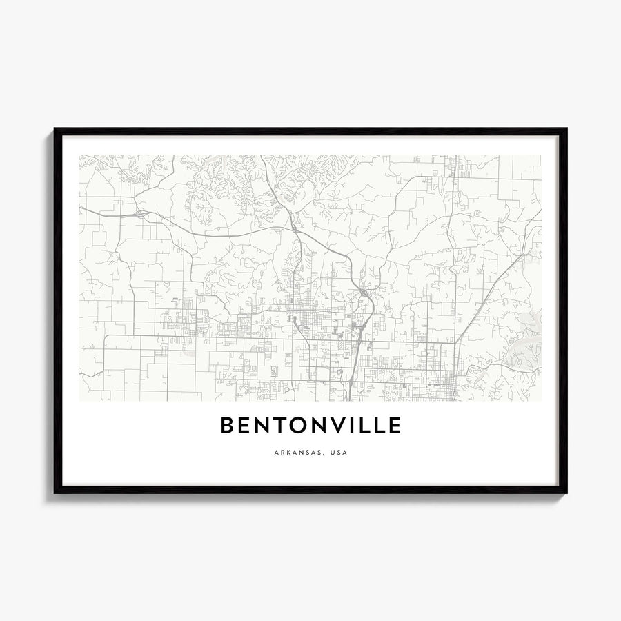Bentonville Map Poster, framed poster mockup
