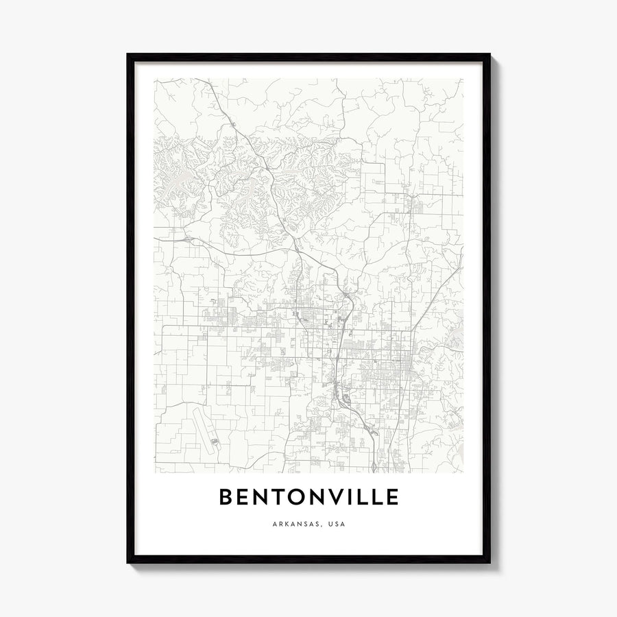 Bentonville Map Poster, framed poster mockup