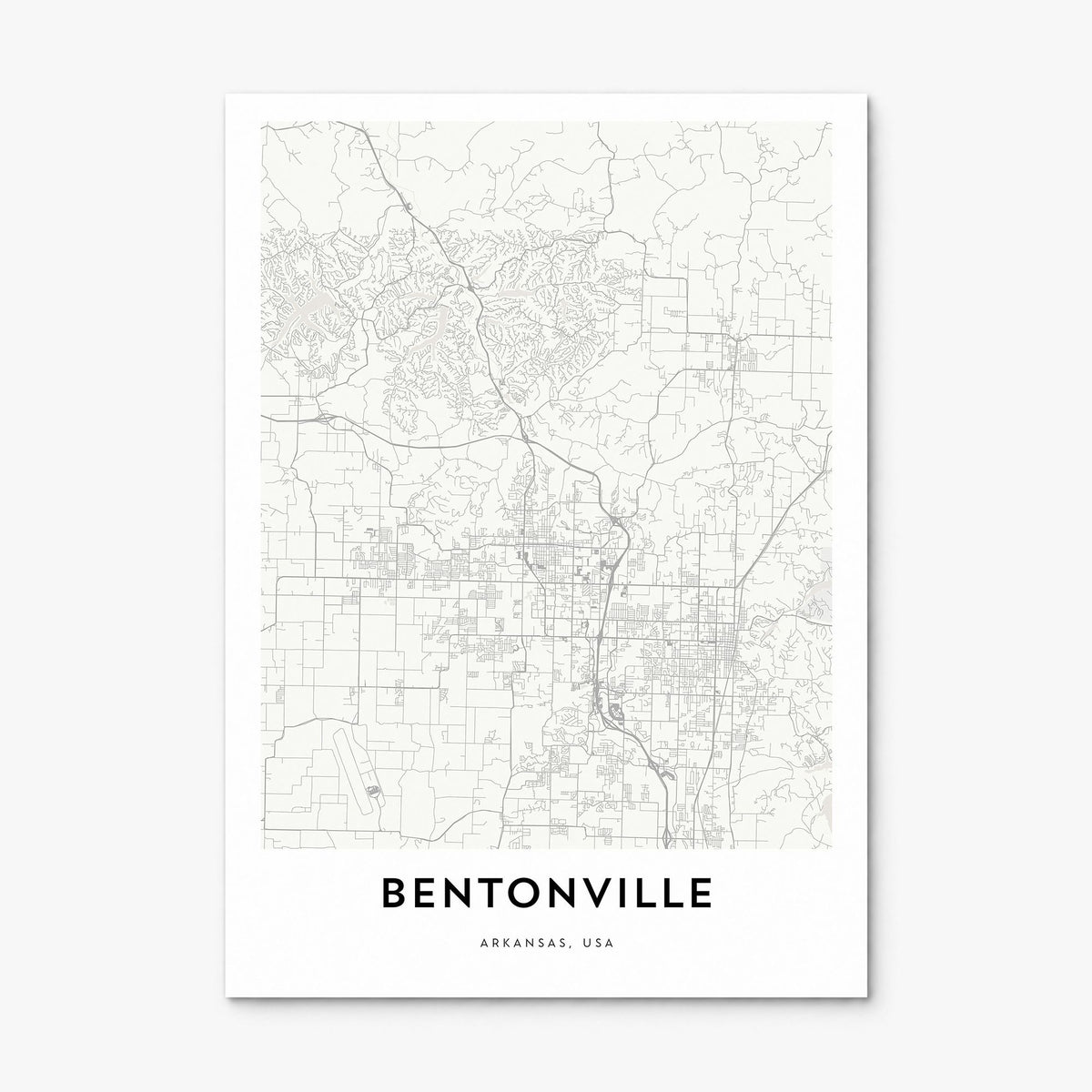 Bentonville Map Poster, print only (unframed)